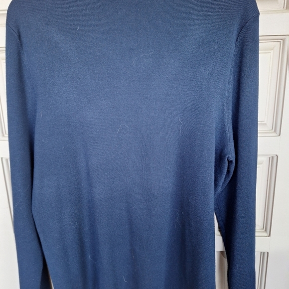 Chico's Sweater Sz3 Smooth Knit Navy Turtle Navy Rayon Polyester Dressy Look - Picture 7 of 10